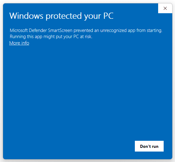 Windows defender dialog